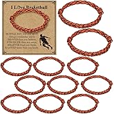Liliaafar 12 Sets Basketball Team Gifts Bracelet Gifts Sport Adjustable Handmade Braided Rope Wristbands Bracelet for Sports Lover Players Team with Cards