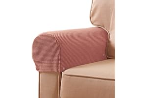 SUBRTEX Stretch Armrest Covers Spandex Arm Covers for Chairs Couch Sofa Armchair Slipcovers for Recliner Sofa with Twist Pins 2pcs (Brick)