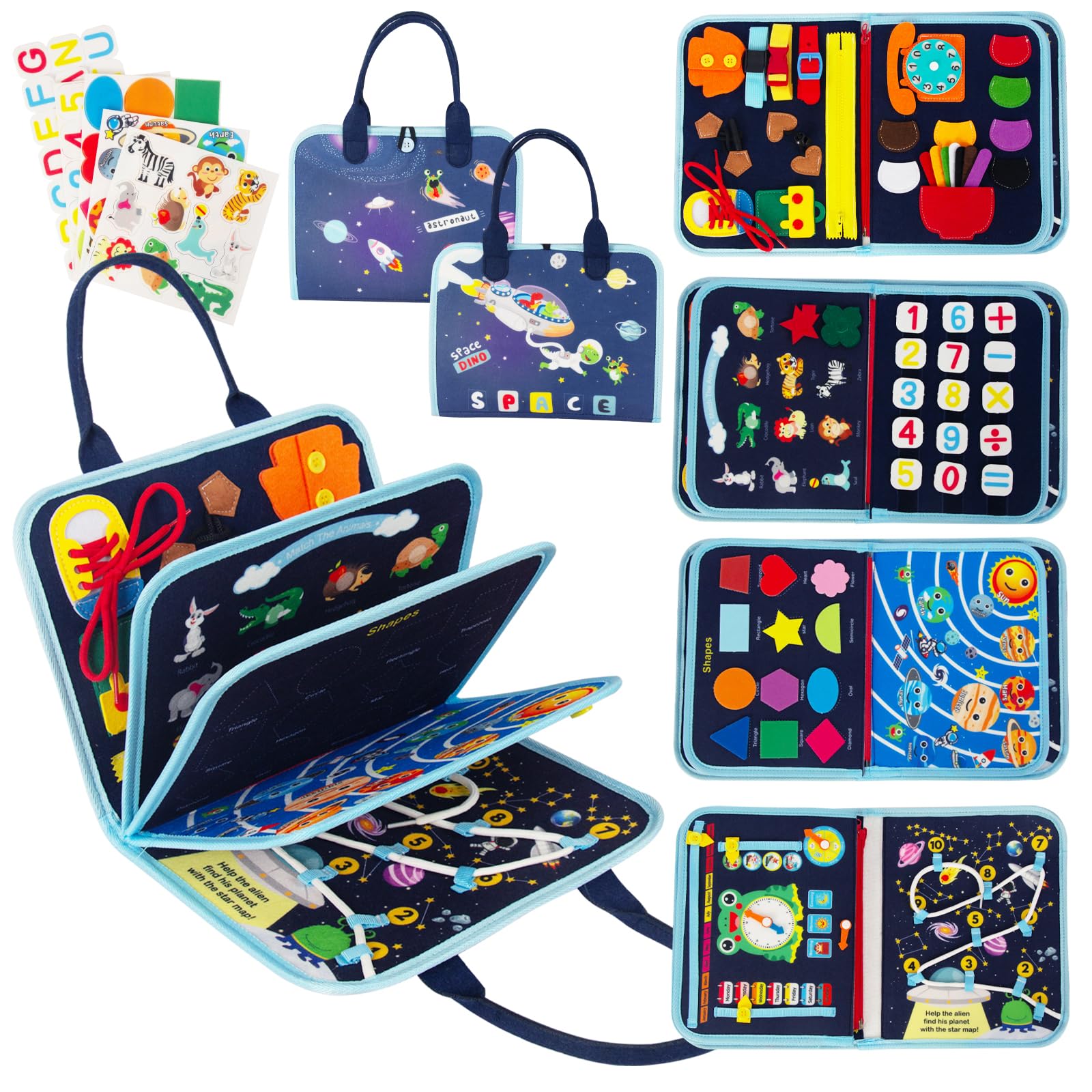 WOODENFUN Quiet Book Montessori Toy Baby Busy Board Activity Book for Children 1 2 3 Years Nursery (Blue) — image 1