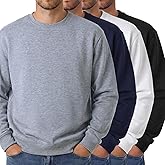 Chicingyou 4 Pack Men's Lightweight Fleece Crewneck Sweatshirt Long Sleeve Pullover Sweatshirts for Men