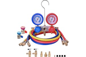 BACOENG AC Gauge Set for R32 R134a R410a R12, Automotive A/C Refrigerant Recharge Kit HVAC Manifold Gauge Set with 5FT Hoses,