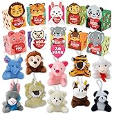 ATFUNSHOP Valentines Day Gifts for Kids 30 Pack with Animal Plush Toys Gift Card in Bulk Exchange for Girls Boys Class Classroom