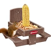 Kingsyard Squirrel Feeder Table for Outside, Recycled Plastic Squirrel & Chipmunk Picnic Table Feeder with Corn Cob Holder, 2