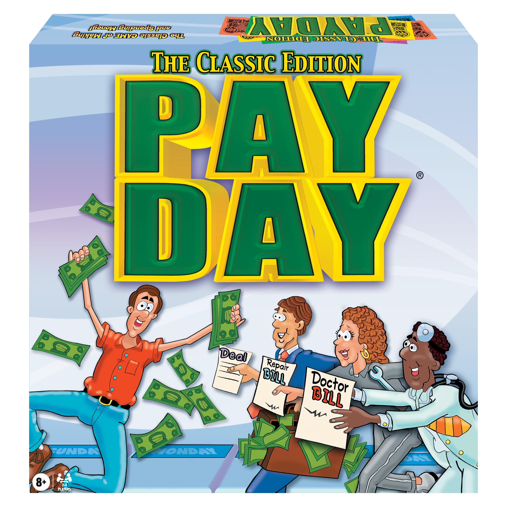 The Game of Pay Day with Popular 1970's Artwork by Winning Moves Games USA, Where Players Make and Spend Money for Fun, for 2-4 Players, Ages 8+