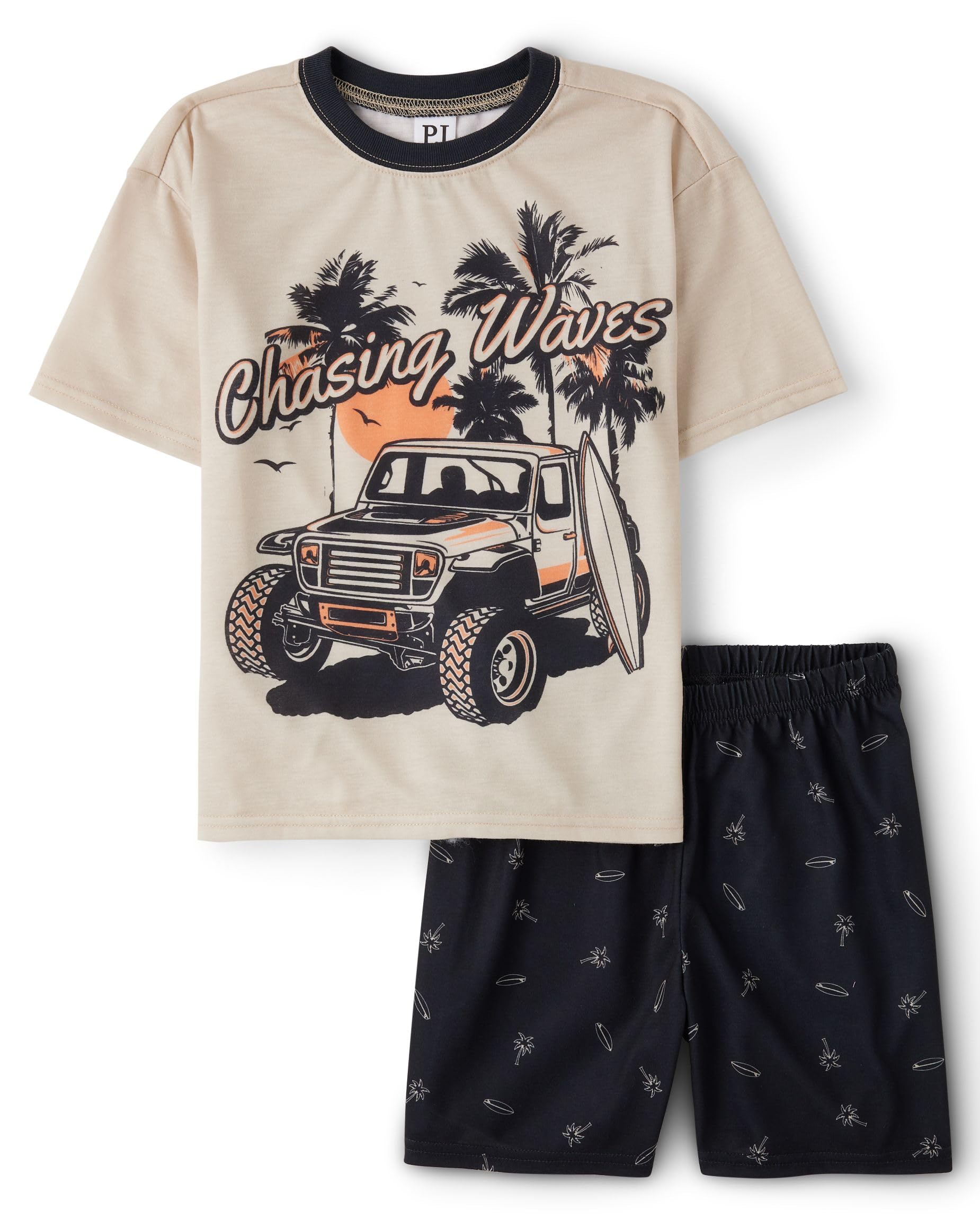 The Children's Place,Boys,Short Sleeve Top and Shorts,2 Piece Pajama Set,Wave Chaser,Small Image