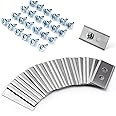 YIBEICO 24 Pcs Mower Blades Sets for Luba AWD 5000,Luba AWD 3000,Luba AWD 1000,Double Hole Silver with 24 Screws, Stainless Steel Durable Replacement Blades
