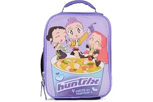 K-Pop Demon Hunters Huntrix Fueled by Ramyeon Lunch Box, Full Zip Around Insulated Lunch Tote Bag For Hot and Cold Food, Purp