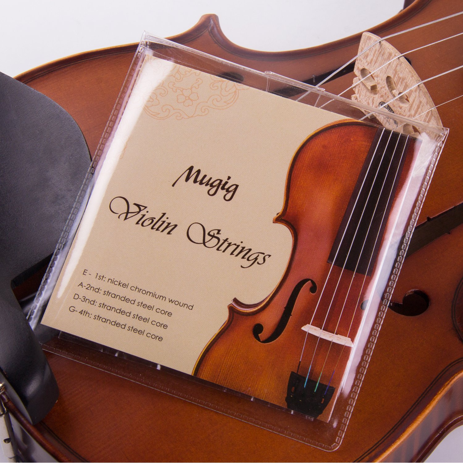 Mugig Full Set Violin Strings Size 4/4 & 3/4 Violin Strings, Package of 3, for Violin Strings, Set of 4