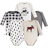 Hudson Baby baby-boys Cotton Long-sleeve Bodysuits 5-pack