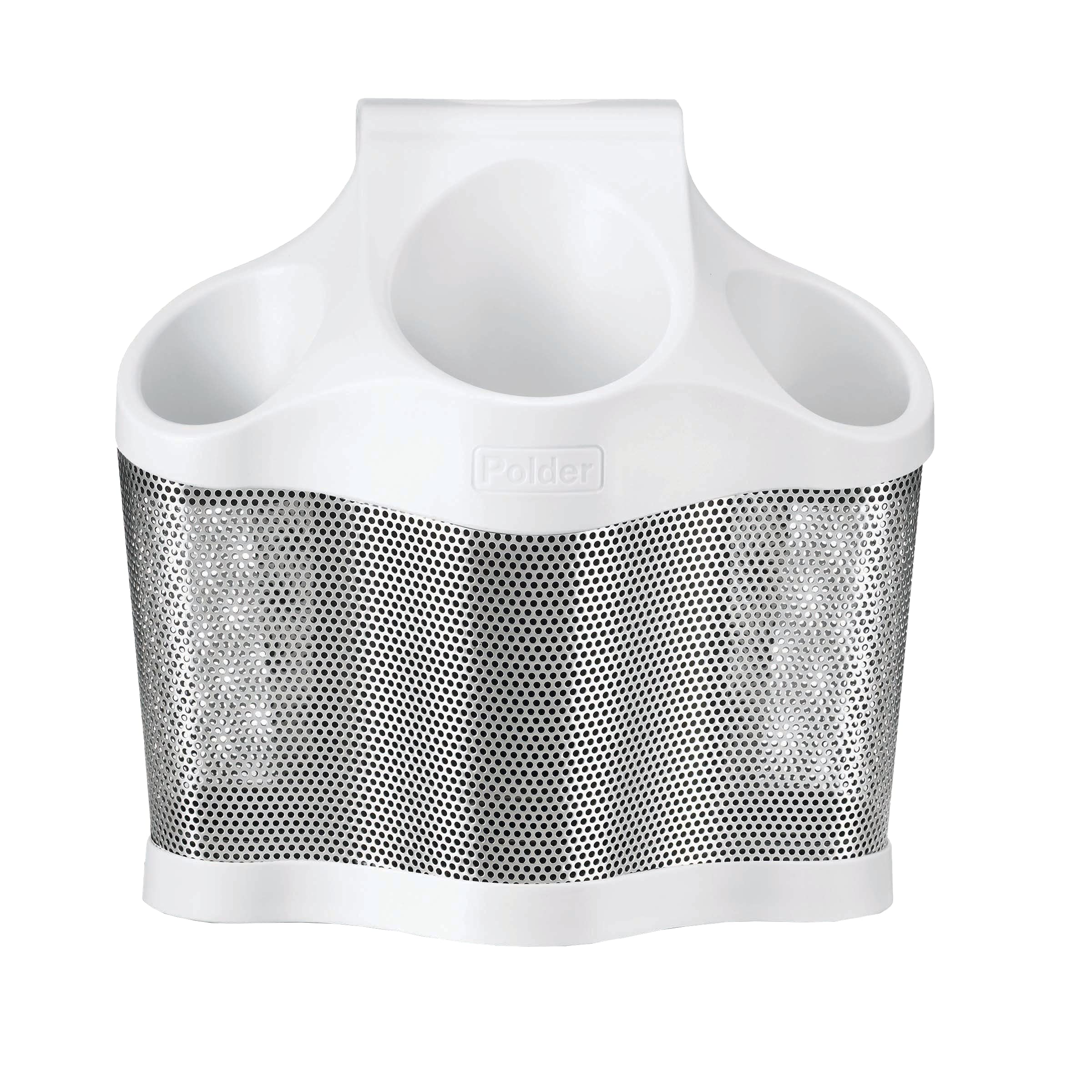 Polder Style Station, Stainless Steel, White, 25cm x 14.5 cm x 24 cm