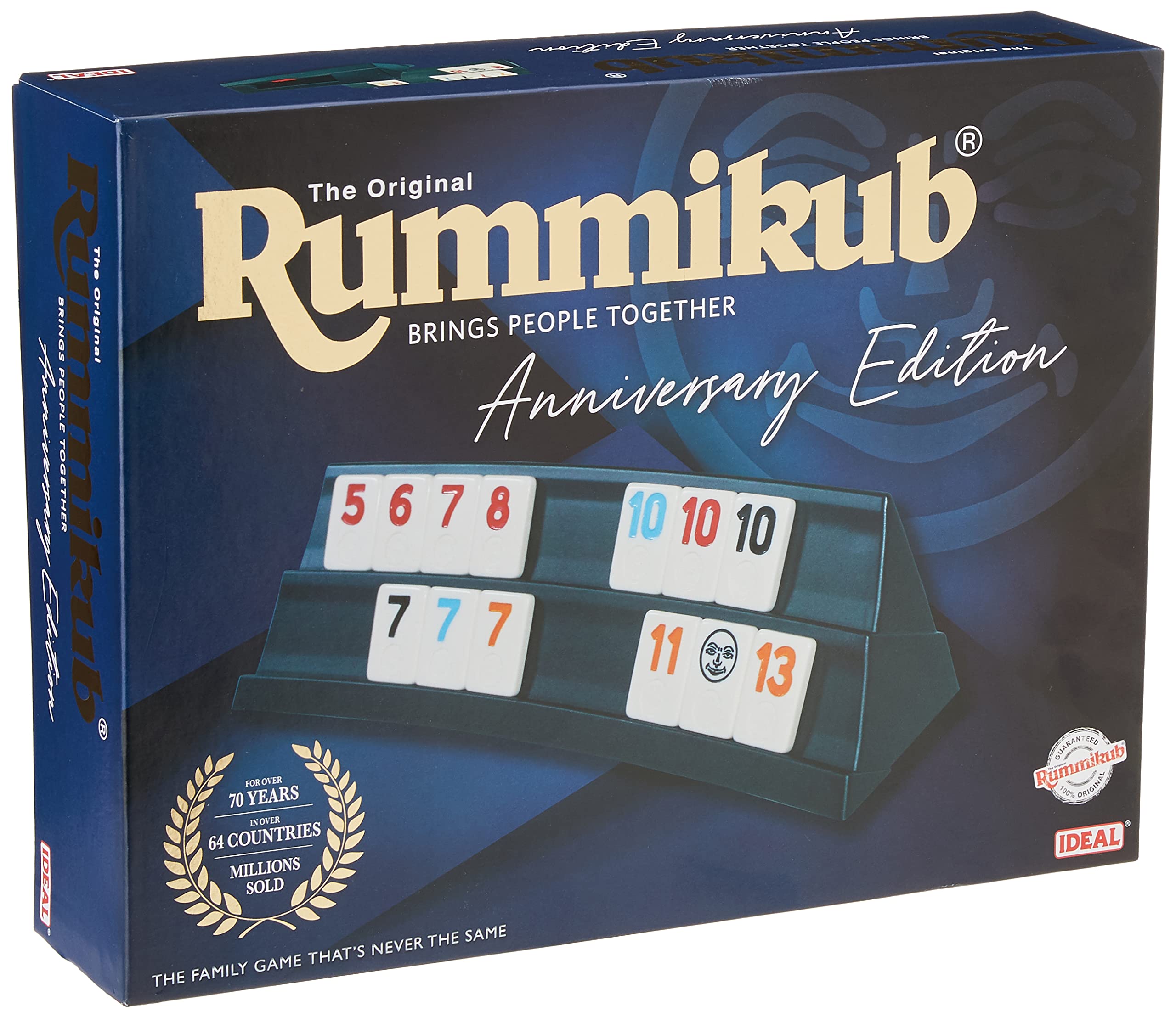 Rummikub | Ideal | Anniversary Edition: Luxury Version with Sturdy 3D Racks | Family Strategy Games | For 2-4 Players | Ages 7+