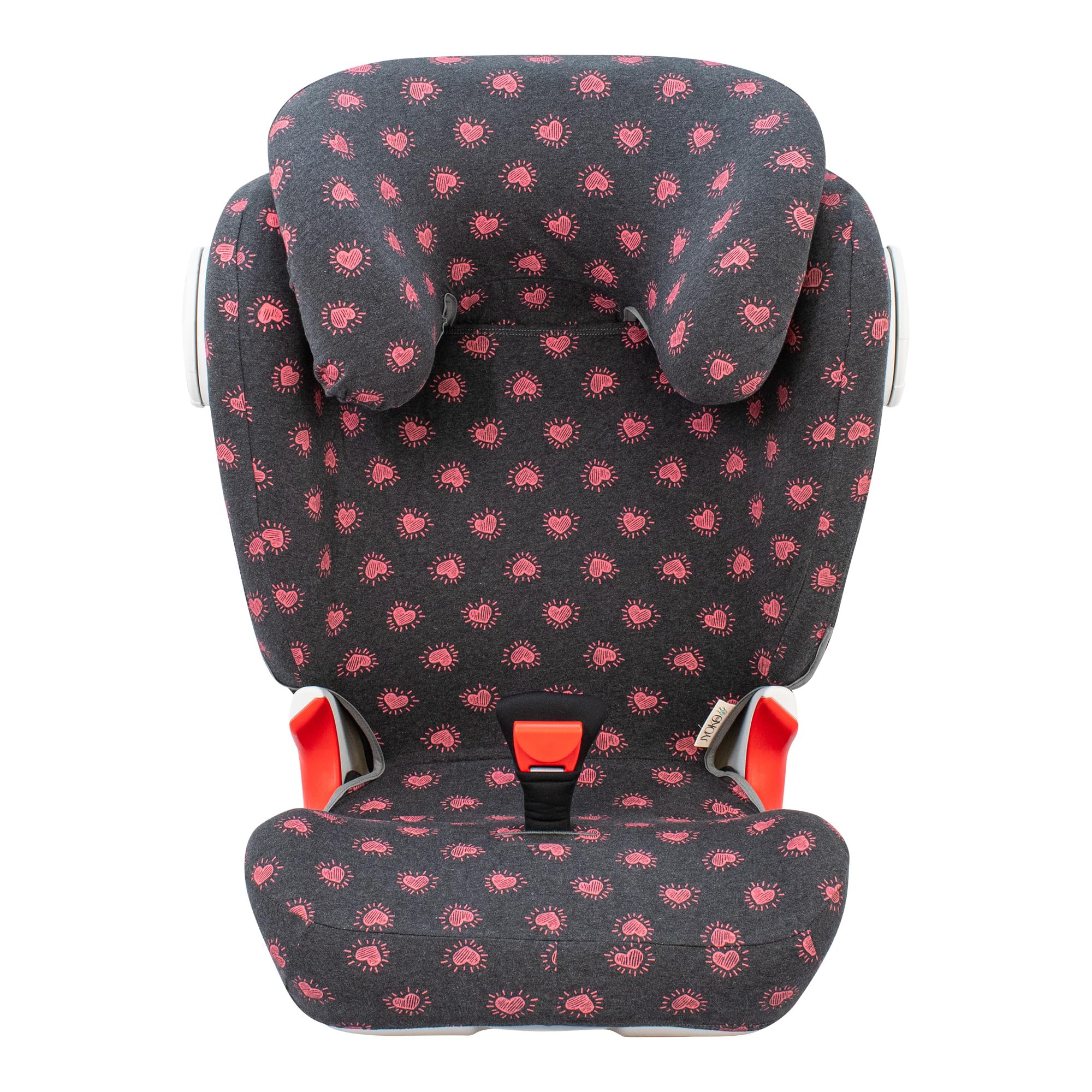 JYOKO KIDS Cover Liner Compatible with Romer Kidfix II XP SICT (FLUOR HEART, With Buttonhol)