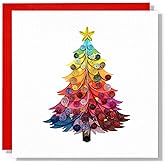 TUMYBee Christmas Tree Snowman Funny Christmas Card, Xmas Card, Greeting Card, Thanks Giving, Postcard with Envelop (Colorful Christmas Tree)