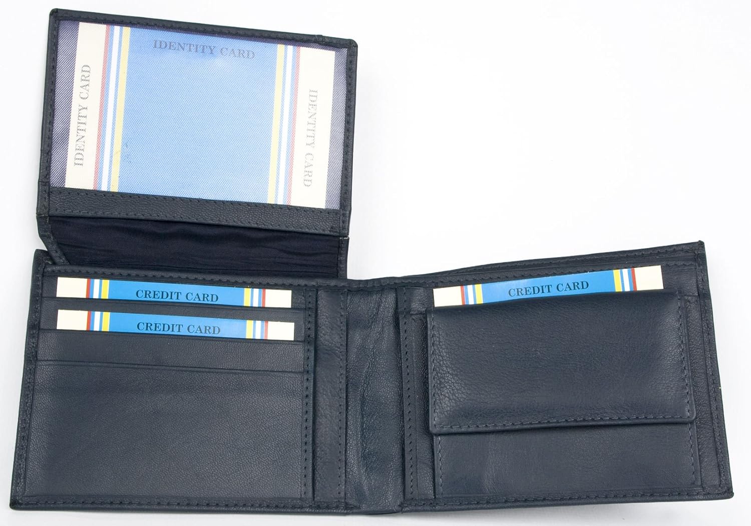 FLW Dark blue genuine leather wallet without any logos or markings - Image 4