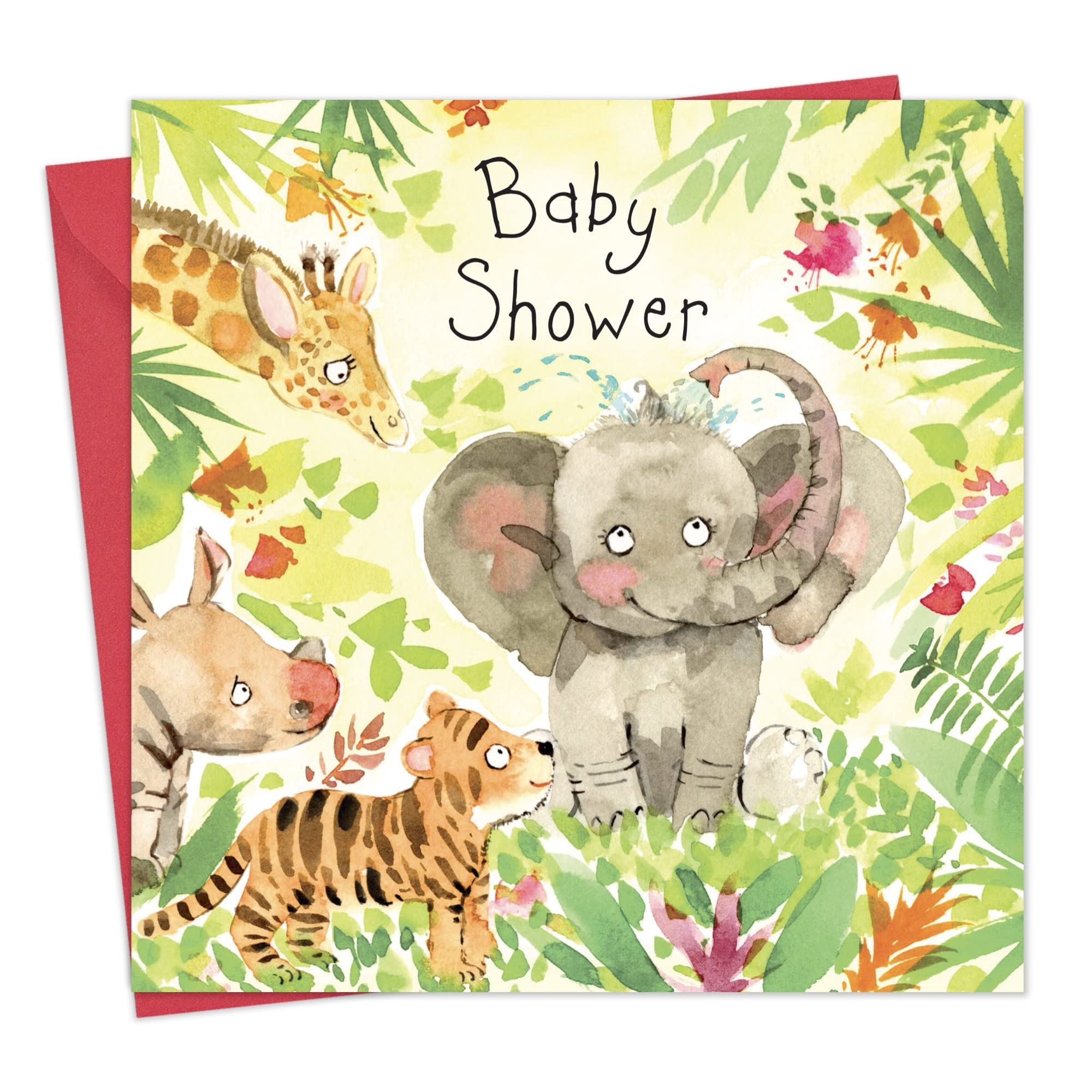 Twizler Baby Shower Card with Elephant & Animals - New Baby Boy or Girl Card - Congratulations Mum To Be Gifts