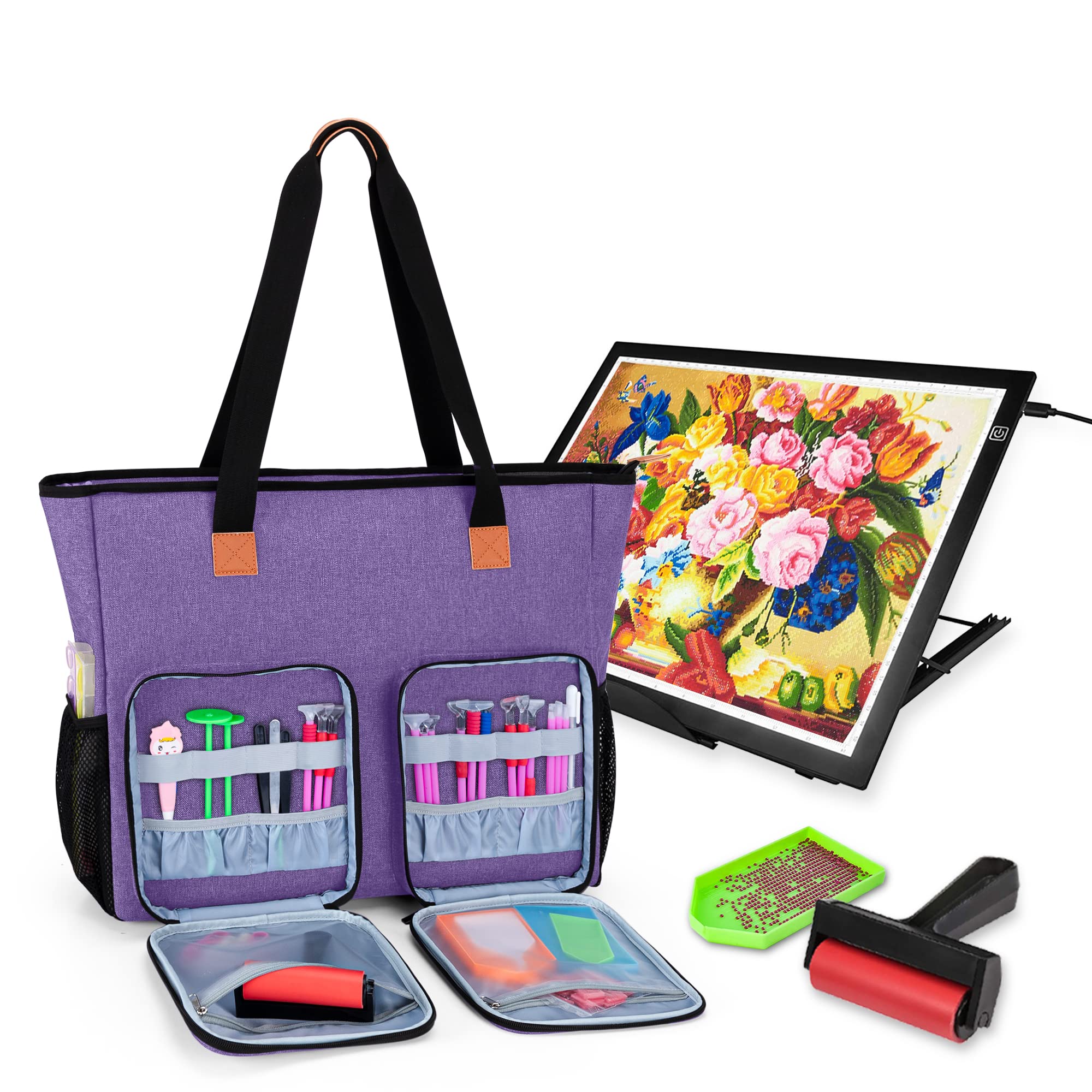 Luxja Carrying Case for Diamond Painting Accessories and A3 Light Pad, Diamond Painting Bag for A3 and B3 Light Box (Bag Only), Purple