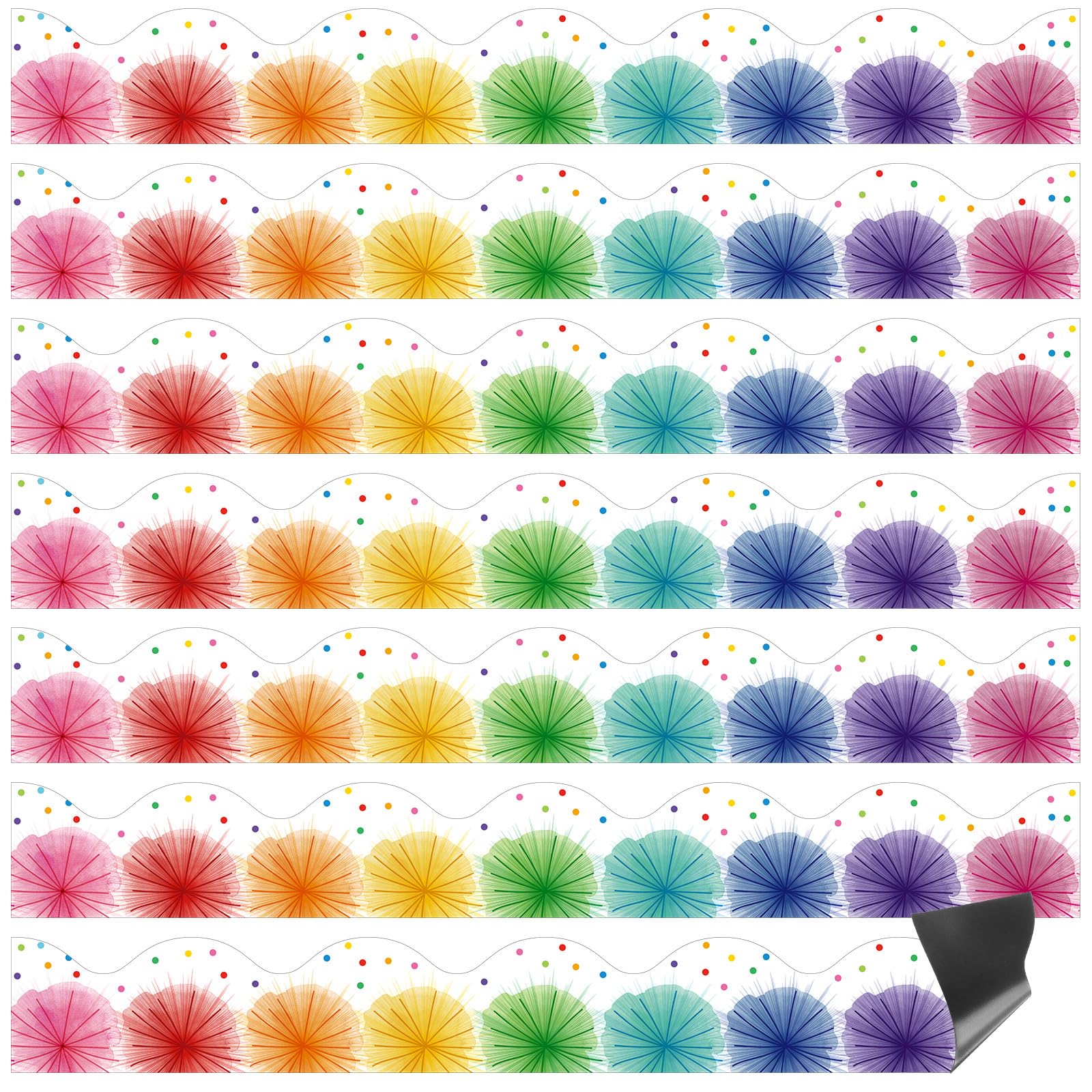 Photo 1 of Umigy 30 Pcs Magnetic Borders for Classroom Whiteboard 11.81 x 1.5 Inch Magnetic Strip Bulletin Board Borders School Classroom Chalkboard Trim for School Teacher Decorations(Firework)