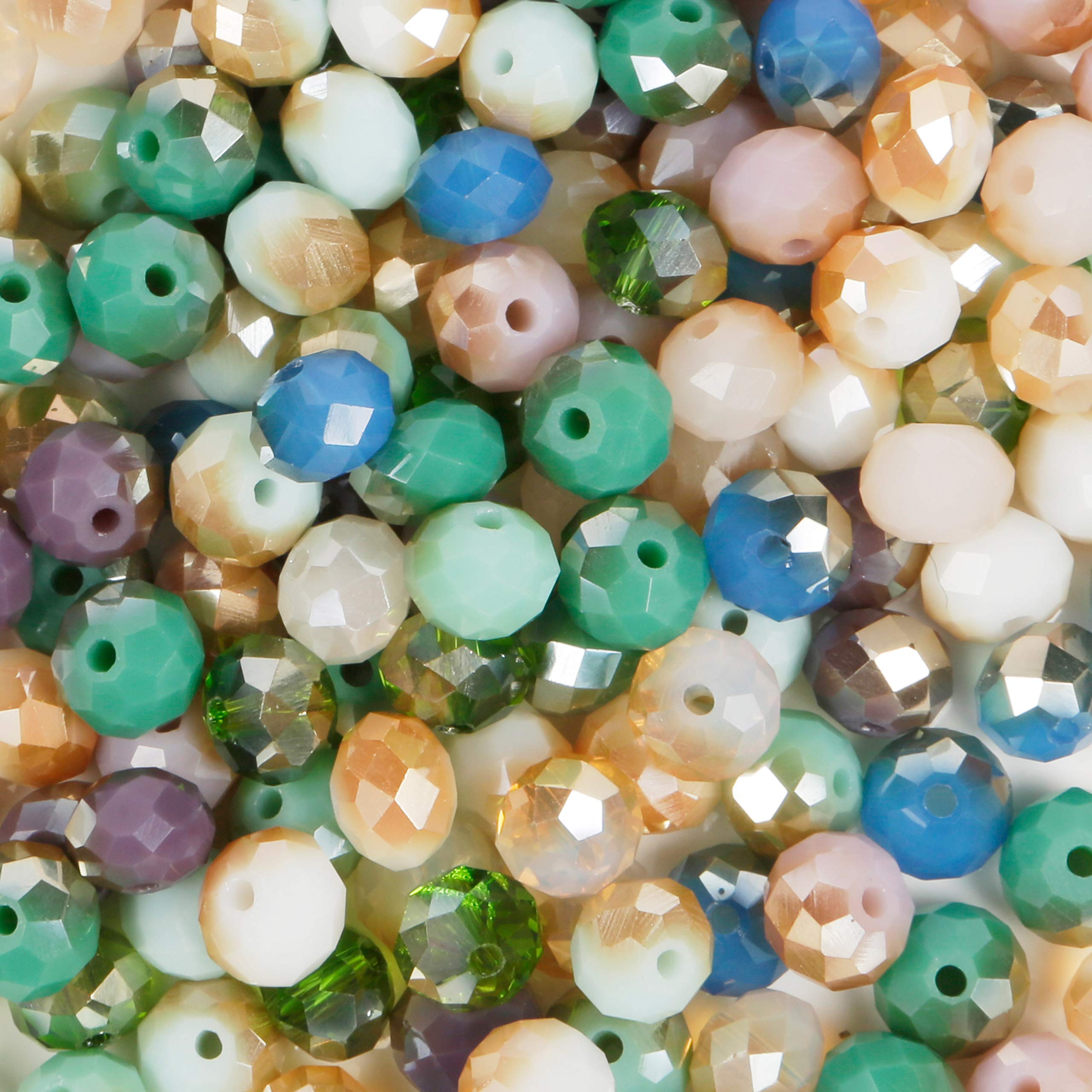 160 Pieces Sea Dream 2: Turquoise, Blue, Green, Purple and Pink 8mm Rondelle Glass Crystal Mixed Bead Set for Jewellery Making