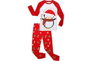 Benaive Christmas Pajamas Set Boys Girls, Holiday Pjs for Boy Cotton Pajama, 2-Piece Children Kids Sleepwear Pants Set