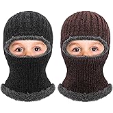 Jeere 2 Pcs Winter Ski Mask for Kids Face Cover Knitted Balaclava Ski Plush Mask for Boys Outdoor Sport Bike Cycling