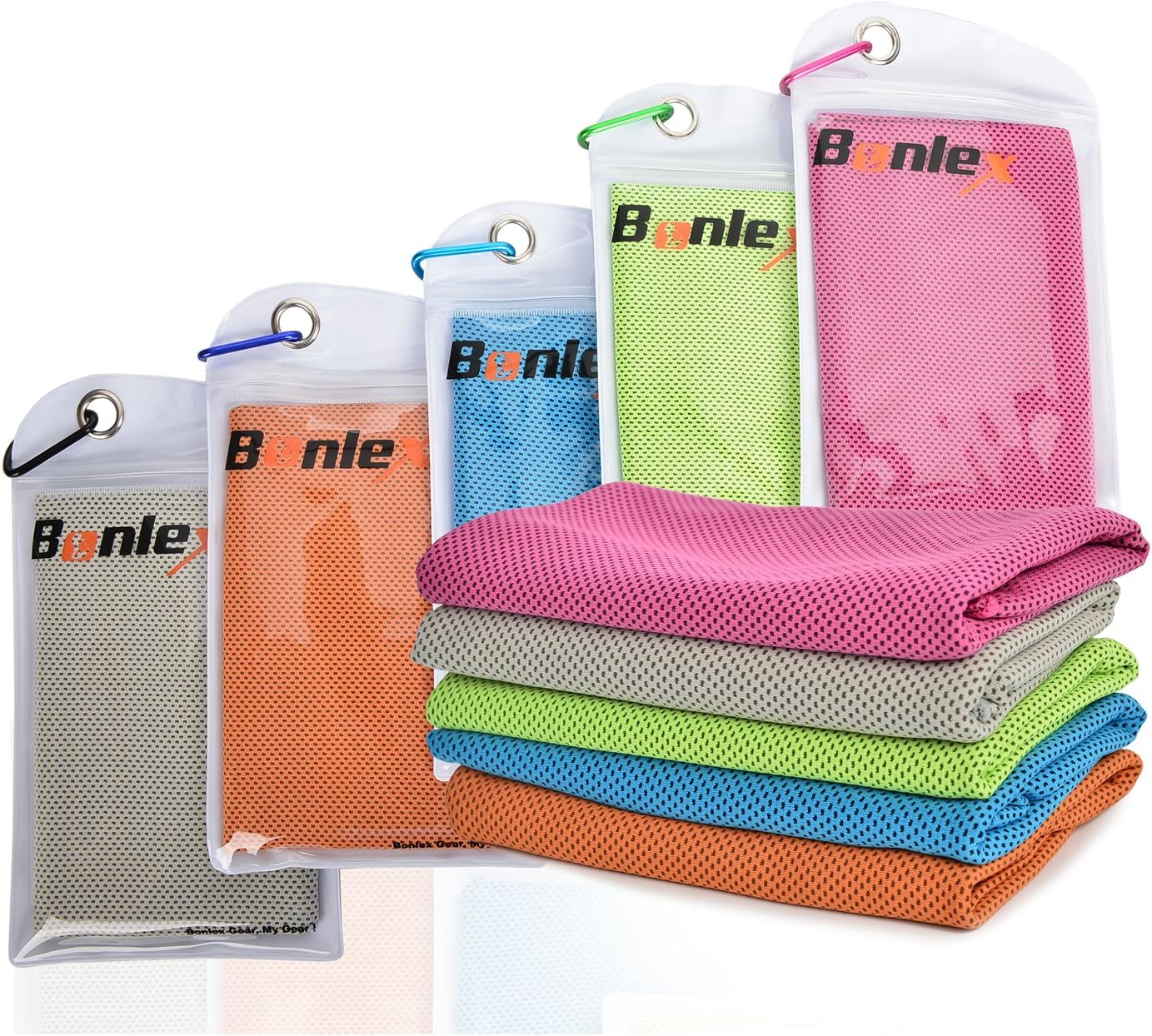 BONLEX Sports Fitness Yoga Cooling Towel(40"x 12") Super Absorbent Snap Cooling Towel Soft&Breathable Microfiber Chilly Towel for Sports,Exercise,Fitness,Gym,Yoga,Travelling,Camping
