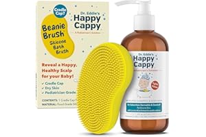 Happy Cappy Medicated Shampoo and Body Wash and Beanie Brush Bundle - Baby Dandruff Shampoo, Helps Cradle Cap and Seborrheic Dermatitis, Fragrance-Free, Gentle Baby Scalp Scrubber - 2 Pieces