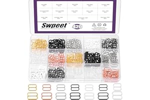 Swpeet 420Pcs 7 Colors 8 mm 12 mm Figure 8 Shape Bra Strap Sliders Kit, Swimsuit Strap Adjustment Rings, Metal Bathing Suit C