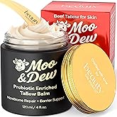 Beef Tallow for Skin & Face – Probiotic-Enriched Tallow Balm, Pasture-Raised Moisturizer with Citrus Extract, Hydrating Cream for Dry or Sensitive Skin, Gift Box & Bamboo Spatula Included (4 fl oz)