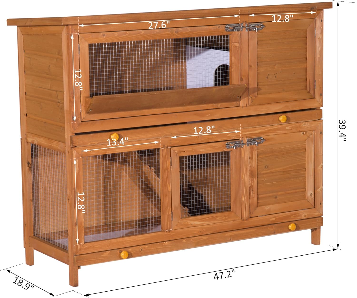 pawhut 2 story rabbit hutch