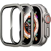 WSKEN for Apple Watch Ultra 3/Ultra 2/Ultra Screen Protector 49mm,9H Tempered Glass + Titanium Alloy Frame, [Keep Original] [Touch Sensitive] Lightweight Protective Glass Film for iwatch Ultra 3/2/1
