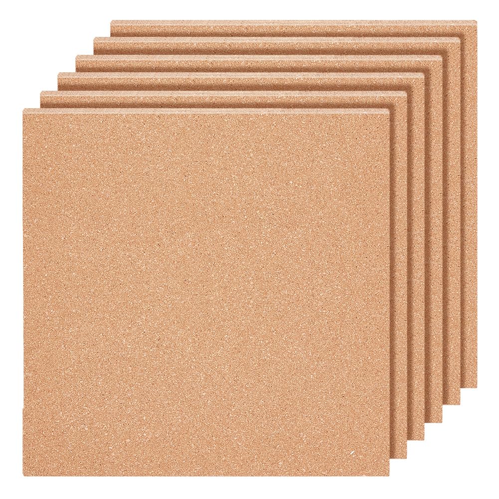 BENECREAT 6 PCS Cork Sheet, 30x30cm Square Cork Board for Bulletin Boards, Wall Decorations and DIY Crafts, 4mm Thick Sand Brown Coasters