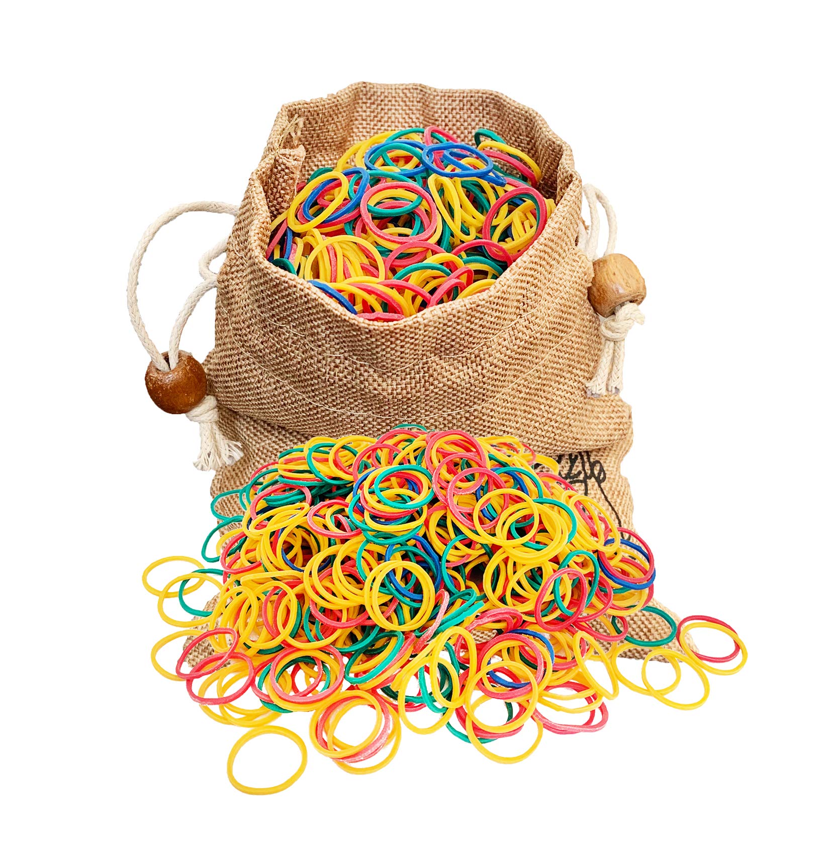 Zhou-long 1000 Pcs colourful Stretchable Rubber Bands With A Linen Bag Special for Rubber Band Guns