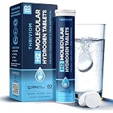H2 Molecular Hydrogen Water Tablets for Drinking &ndash; 12 PPM Magnesium Tablets for Brain Energy, Mental Clarity, Muscle Recovery, &amp; Cognitive Function, Non-GMO &amp; Gluten-Free (60 Counts)