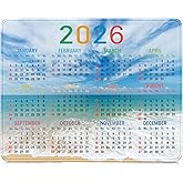 2026 Calendar Mouse pad, Gaming Stitched Edge Computer Accessory Mouse Pad, Rectangular Anti Slip Chloroprene Rubber Mouse Pad for Office and Home Use (Beach Calendar Mouse Pad)