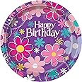 Unique 40275EU - Eco-Friendly Paper Plates - 23 cm - Birthday Blossoms Party - 8 Count (Pack of 1)