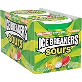 ICE BREAKERS Sours Assorted Fruit Sugar-Free Mints Tins, 1.5 oz, 8 ct | Green Apple, Tangerine and Watermelon Sugar-Free Sours Mints, Pocket Tins for Car, Desk and Fresh Breath, 8 ct