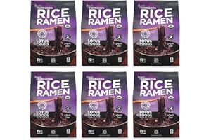 Lotus Foods Organic Forbidden Rice Ramen Noodles - Gluten Free Instant Ramen Noodles, Vegan, Low Sodium, Made with Black Rice Flour, Brown Rice Flour, White Rice Flour - 10 Oz Bags (Pack of 6)