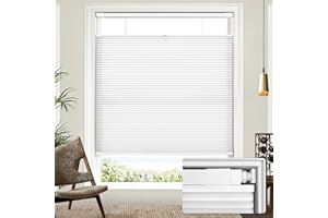 Lazblinds Upgraded Magnetic Top Down Bottom Up (TDBU) Honeycomb Blinds, No Drill No Tools Easy Install Cordless Cellular Shades for Windows 46" W x 64" H, White - Light Filtering