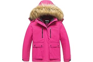 Pursky Girl's Waterproof Ski Jacket Kids Winter Snow Coats Fleece Raincoat Parka