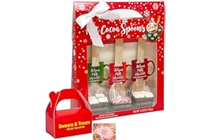 MUCHAI INNOVATIONS Hot Chocolate Cocoa Stirring Spoon Gift Set | Variety Pack Belgian Milk Chocolate Marshmallow Peppermint Bark Salted Caramel | Holiday Bomb Stocking Stuffer | Muchai Treat Box (1 Gift Pack (3 Spoon Kit))