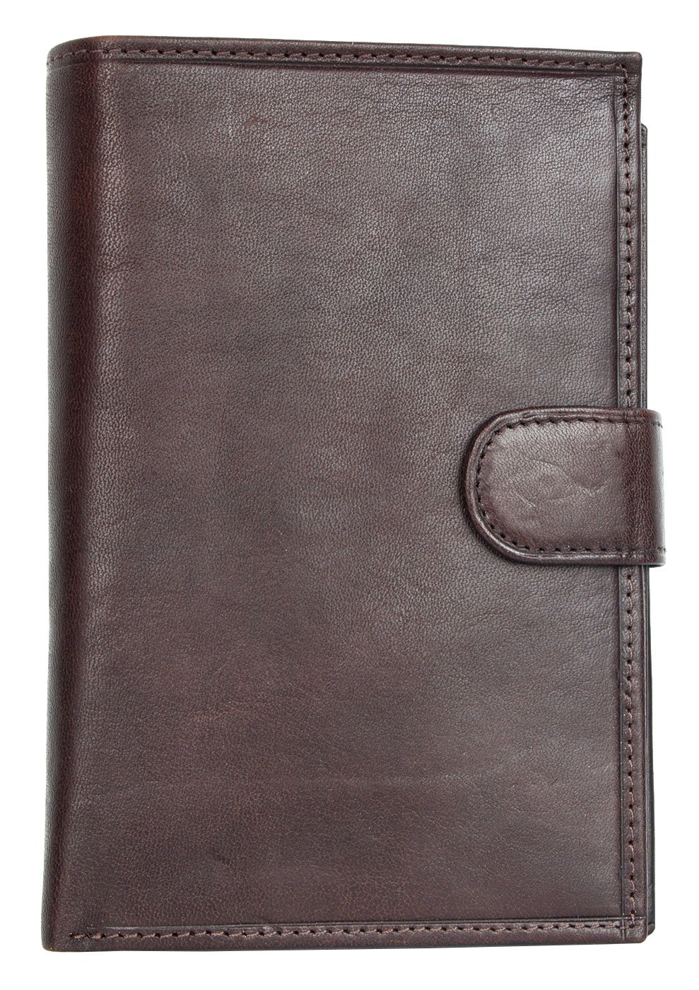 Women's Italian Very Large Soft Genuine Leather Brown Wallet with Removable Passport