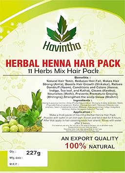 Havintha Natural Herbal Henna Hair Pack 11 Herbs Mix Mehandi Powder (227 g)
