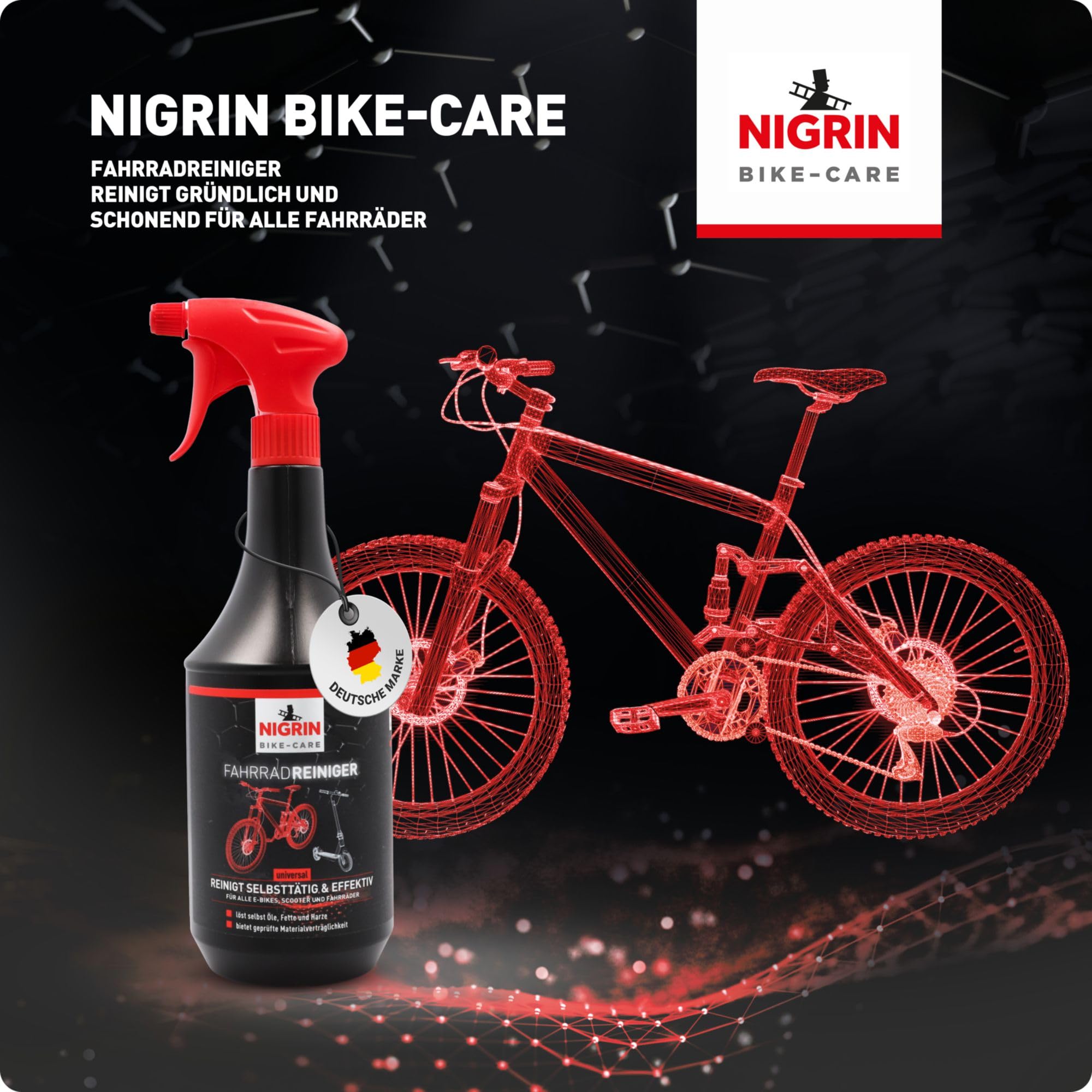 NIGRIN Bike-Care Fahrrad-Reiniger, 1000 ml Sprühflasche, Fahrradreinigung, reinigt selbsttätig und gründlich 7