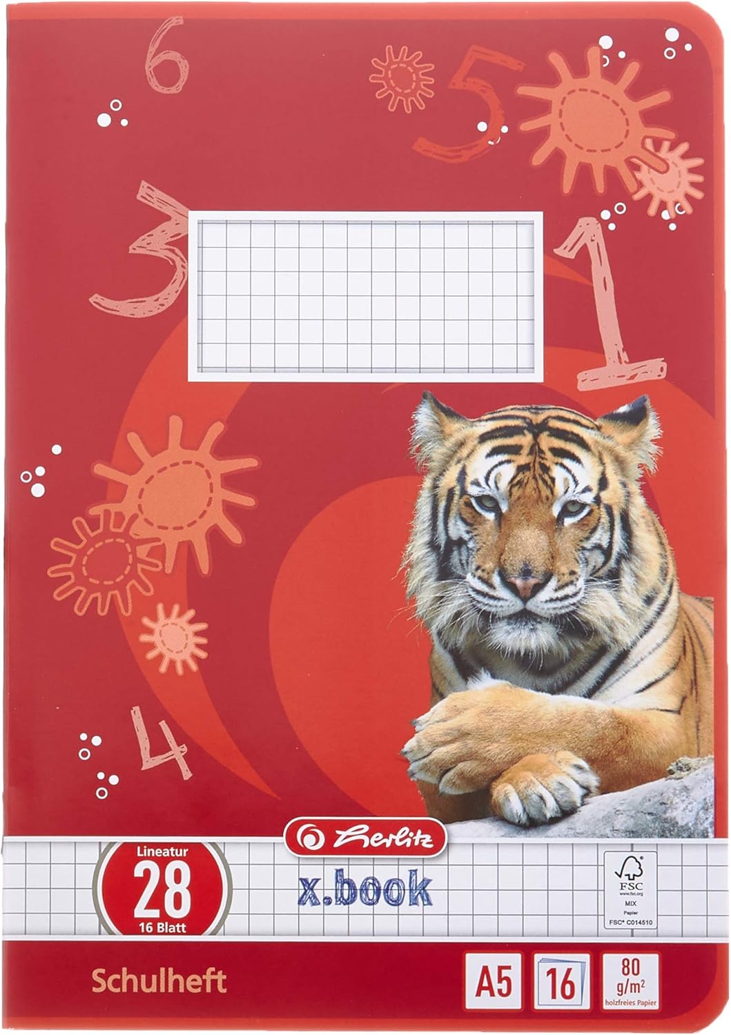 Herlitz Notepads A5 Coloured Sheets FSC Mixed Wood Pack of 10 with Motif Assorted Colours A5, Ruling 28 (Squared with 2 Margins)