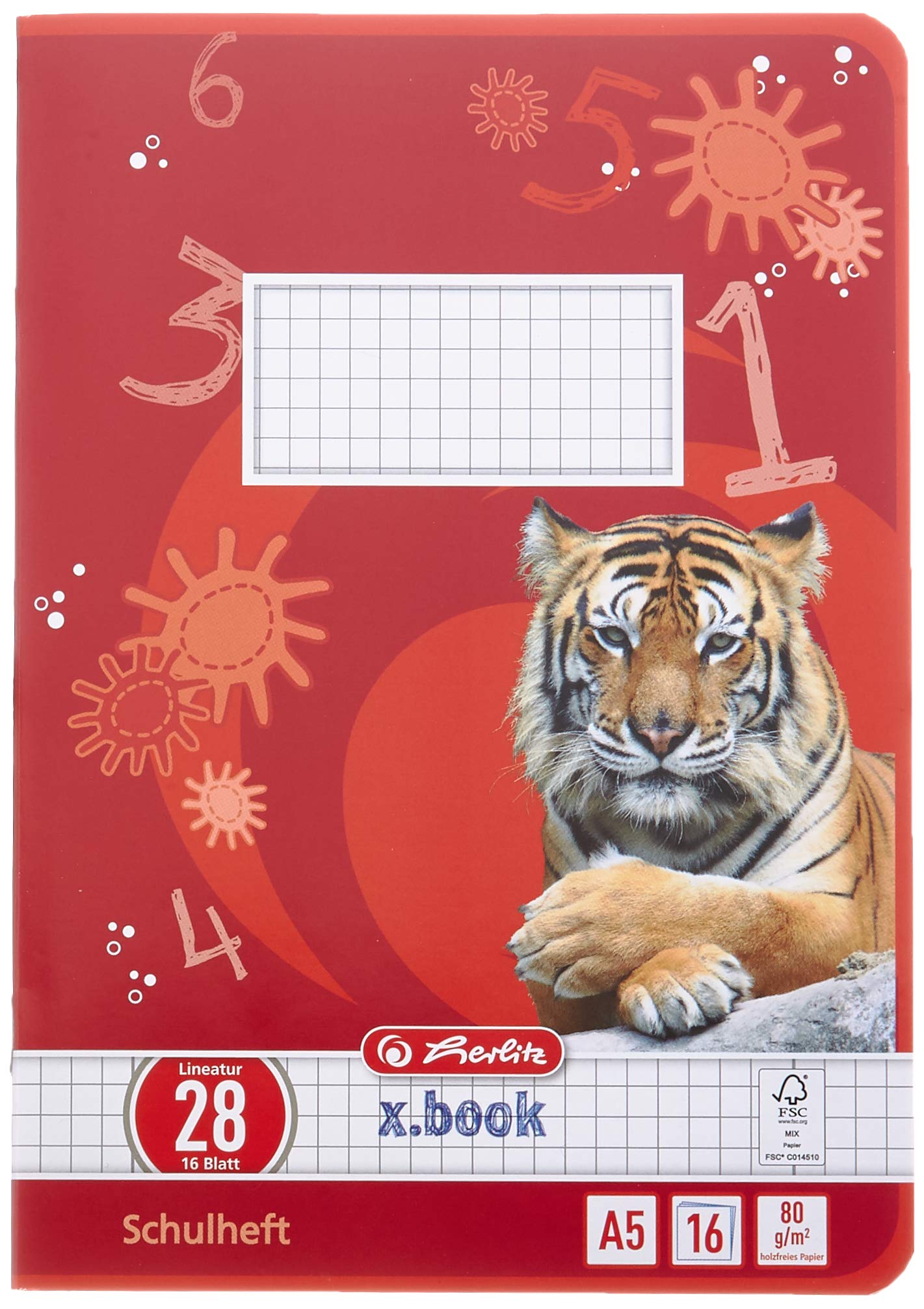 Herlitz Notepads A5 Coloured Sheets FSC Mixed Wood Pack of 10 with Motif Assorted Colours A5, Ruling 28 (Squared with 2 Margins)