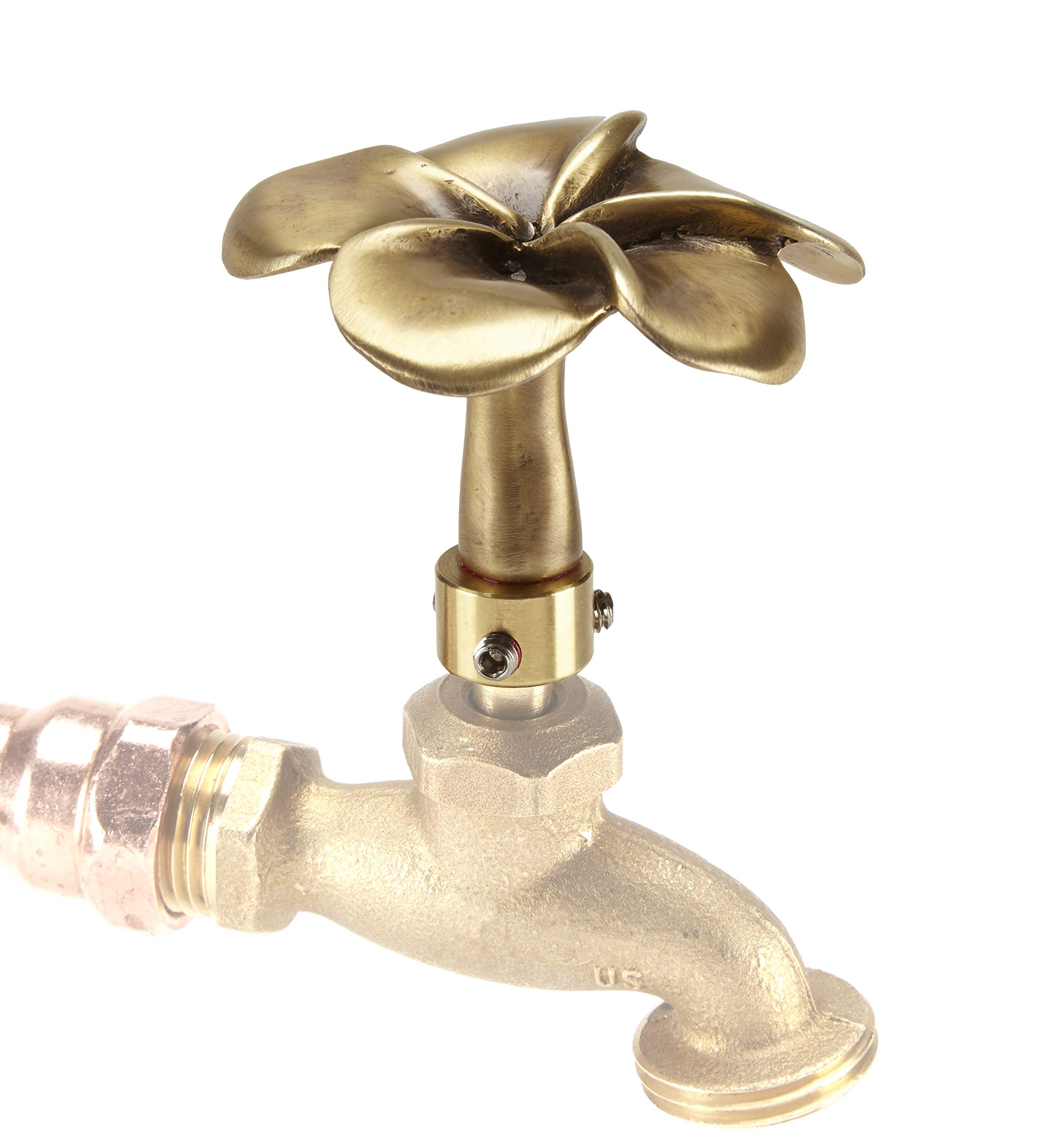 FESTIVE FAUCETS - Decorative Outdoor Faucet Handle with Universal Adapter - Large Flower/Plumeria)