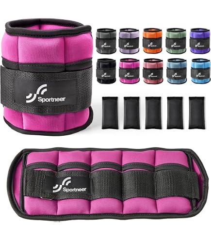 Lot De 2 Poids Pour Poignets Et Chevilles Sportneer Réglables 0,45 Kg - Antidérapant, Compact, Pour Yoga, Course, Marche