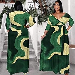 Runwind Plus Size Dress for Women - 3/4 Sleeve V