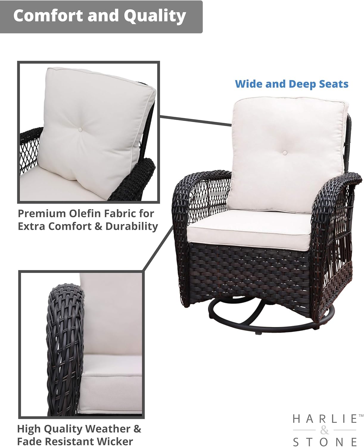 patio chair cushions set of 2 on Harlie Stone Outdoor Swivel Rocker Patio Chairs Set Of 2 And Matching Side Table 3