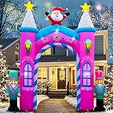 Christmas Inflatable Archway Outdoor Decoration – 12FT Nutcracker Blow Up Arch with LED Lights, Featuring Santa Claus and Festive Christmas Soldiers for Yard, Entryway, or Holiday Party